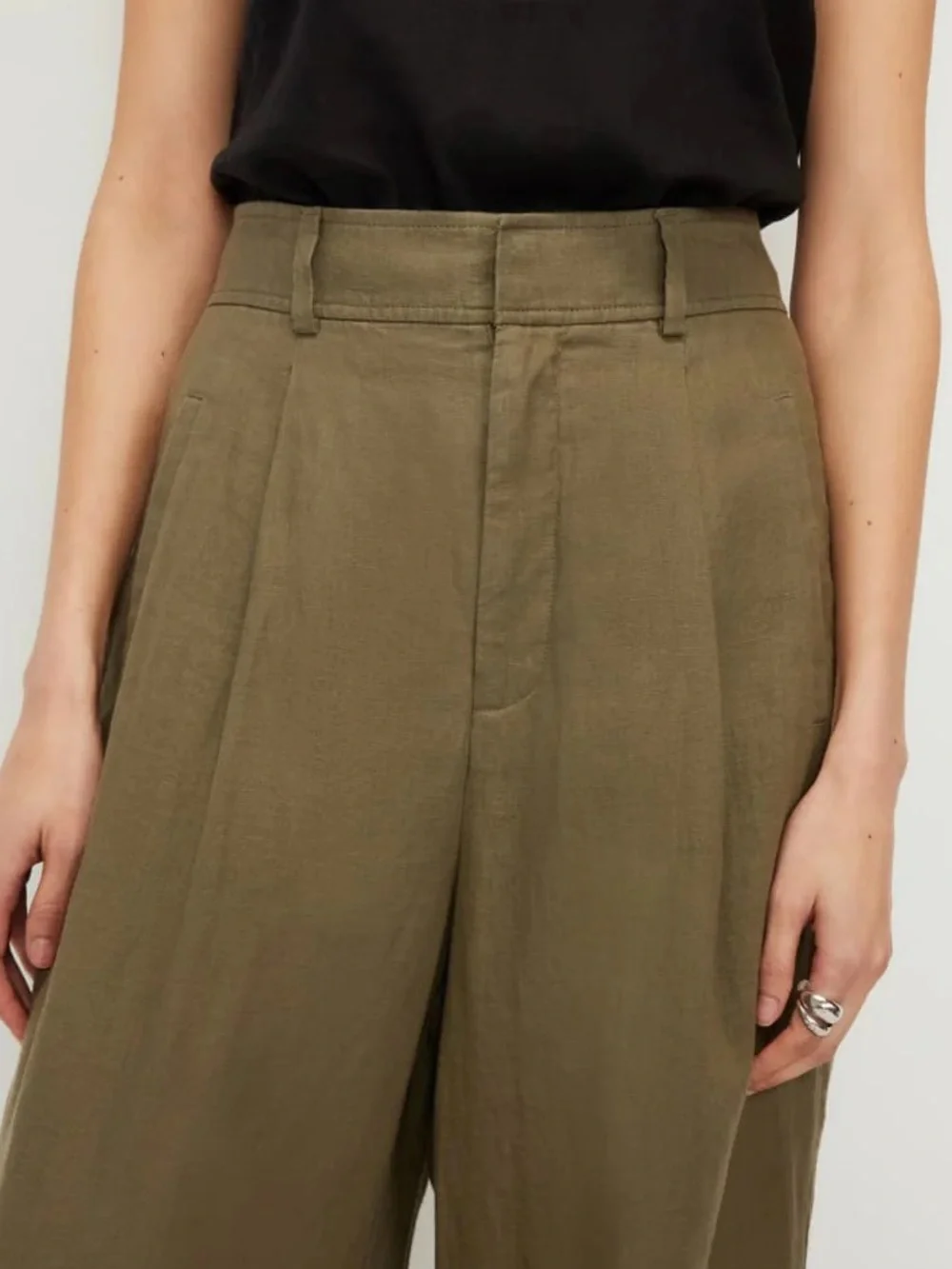 Everlane_ The Linen Way-High Drape Pant, 6, Kalamata (olive green)